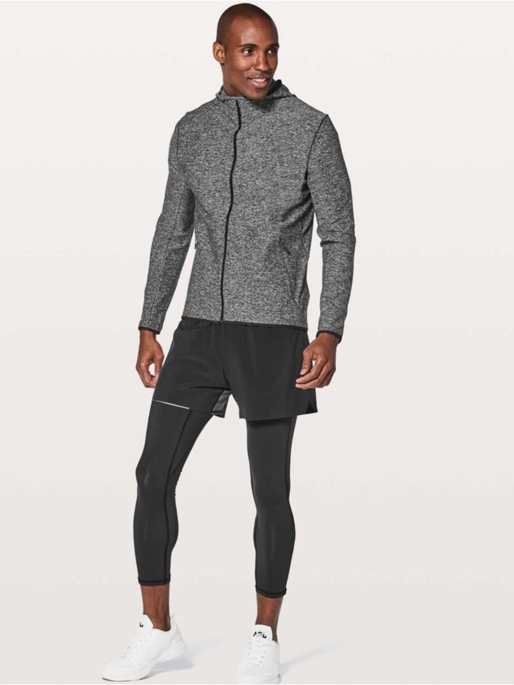 Lululemon Men's Heathered Black Surge Warm Full Zip Hoodie - Size L - Picture 1 of 13